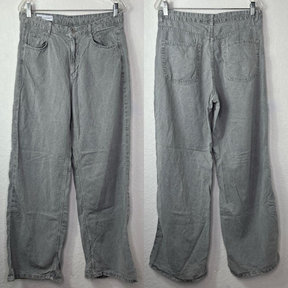Zara Gray wide leg Pants Size US 8, comfortable, breathable, modern, casual boho